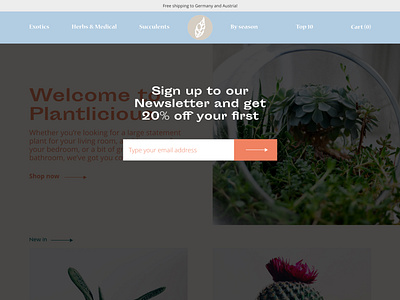 Landing page for Plant Shop 1/2 dailyui dailyuichallenge designer graphic design graphicdesign landing page landingpage ui uidesign ux uxdesign
