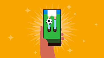 Watching football animation football hand illustration phone soccer soccer app