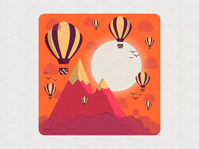 Hot air balloons balloon clouds colorful concept design digitalart hotairballoon illustration inspiration mountains sky sun sunset vector