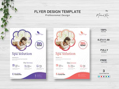 Spa Flyer Design black blue branding brochure business business card business flyer creative creative flyer design flyer graphic green illustrator landscape lettering logo magazine poster spa