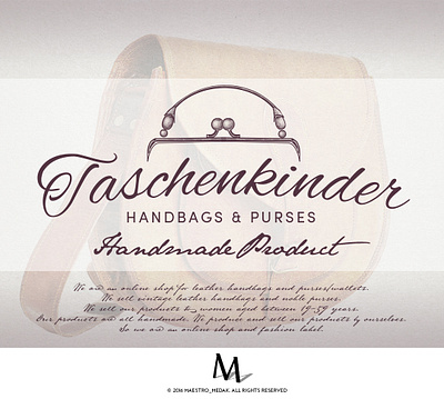 Logo design for Taschenkinder fashion design fasion feminine feminine logo handbags handrawn handrawn logo illustration leather logo logo design mature online shop products purses