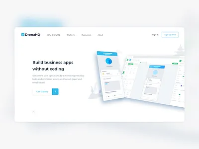 landing page apps build business coding ganesha hero hero banner landing landing page madewithadobexd no code platform sign in signup started ux web website why