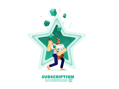 Logo-illustration for Subscription Rockstars podcast channel branding identity illustration logo subscription typography