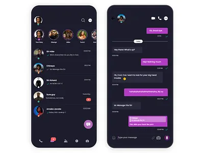 Dark adobe xd chat design mobile ui uiux