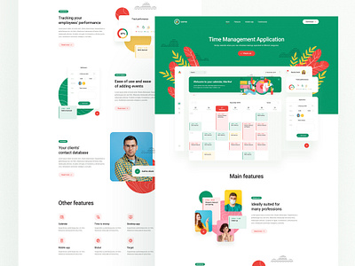 Azmo — landing page app dashboard design flat green illustration landing managment minimalist olbromski red time tracking ui visiontrust web website