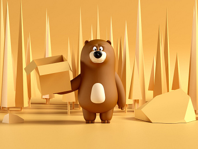 Hungri the bear 3d artdirector bear branding c4d character crislabno forest freelancer hungri maxon modeling redshift zbrush