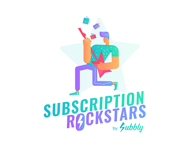 Logo-illustration for Subscription Rockstars podcast channel branding icon identity illustration subscription typography vector