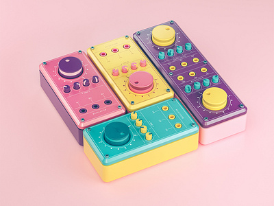 Modularism #1 3d cinema 4d colorful design device illustration industrial design machine motion graphics octane sound