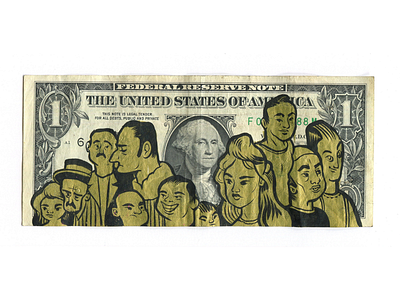 Hand Painted Dollar. $100 each. cash dollar gifts gold ink money original art paint san francisco