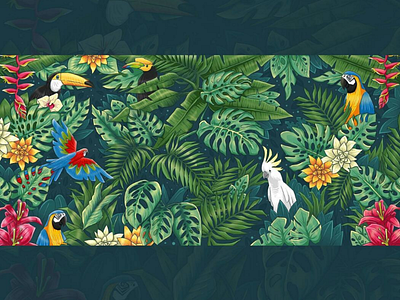 Tropical art artist artwork bird creative design draw floral illustration leaf mural tropical