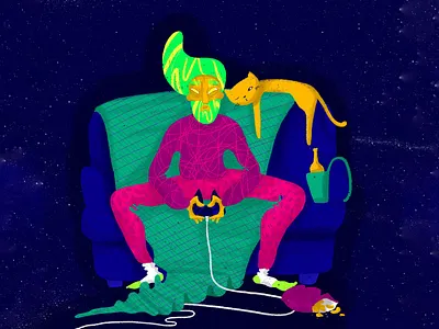 Sunday gamin’ cat gamepad gaming illustration play sunday videogames