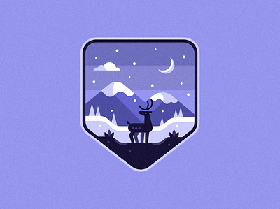 Reindeer Badge badge christmas christmas tree claus clouds deer deer logo illustration landscape purple reindeer santa santaclaus shape simple snow white winter