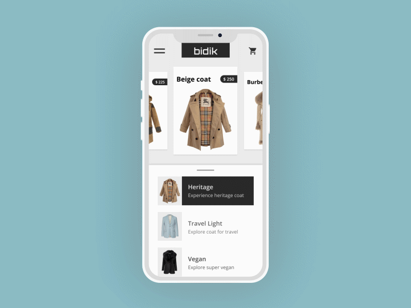 BIDIK- eCommerce App android app buy cart ecommerce app interaction interaction design ios ipad iphone mobile new samsung sell ui ui design user interface ux design