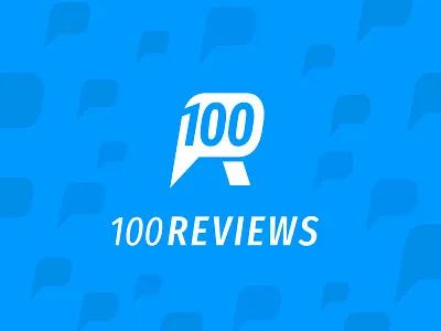 100 reviews branding comments design icon identity logo logotype message review vector