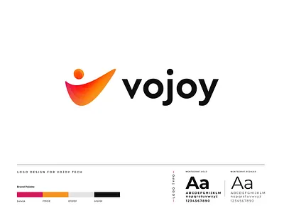 vojoy logo design abstract app app icon application brand identity branding business community gradient illustration logo logo design logo designer logo mark man modern technology technology logo v letter vector