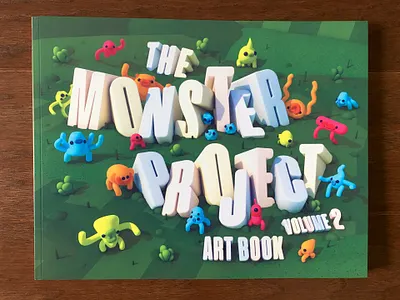 The Monster Project Art Book v2 Cover 3d 3d illustration 3d lettering 3d type 3d typography book cover book cover design book cover illustration character design cinema 4d cover illustration the monster project