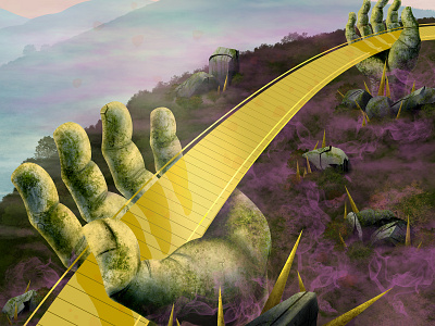Golden Bridge golden bridge illustration landscape landscape illustration landscape painting vietnam