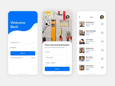 Local Professionals Finder android app app design cratfs elegant find interface ios iphone listing local locate mobile modern professional search uiux