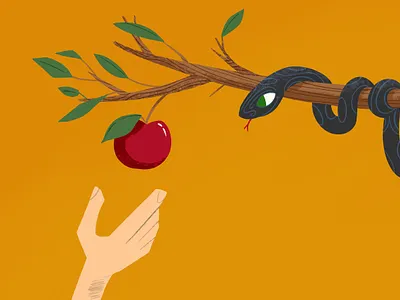 today you can 50s apple cartoon design drawing editorial illustration fun illustration modern onga snake three