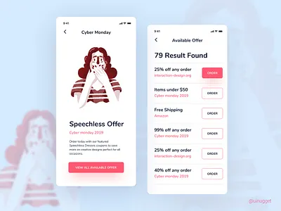 Cyber Monday Speechless Offer - Light Version app app design apps design apps development clean clean ui design ios minimal mobile app mobile app design mobile design mobile ui offer type typography uinugget