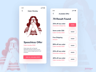 Cyber Monday Speechless Offer - Light Version app app design apps design apps development clean clean ui design ios minimal mobile app mobile app design mobile design mobile ui offer type typography uinugget