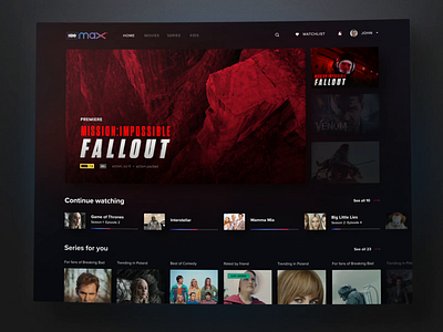 HBO Max Interaction Flow after effects app dark hbo hbo max interaction logo max motion movies netflix