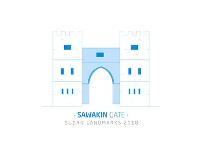 Sawakin Gate blue building gate history landmark old port portsudan red sea sawakin suakin sudan white