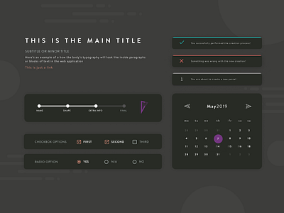 UI Elements app calendar ui dark ui design timeline ui ui design user experience user interface ux ux design web