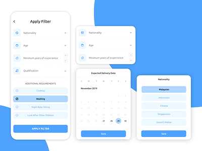 Kidsential UI Elements app booking calendar children date design dropdown fill graphic design interface kid kid app mobile mom mom app nanny nanny booking popup ui uiux