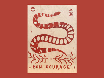 Bon Courage drawing handlettering illustration lettering nature painting plants snake