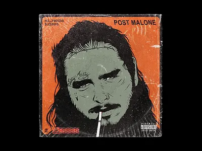Post Malone Hollywood's Bleeding Cover Remix album art album cover design grunge illustration mixtape music pop post malone rap rapper retro texture textures trap vintage vinyl