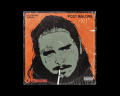 Post Malone Hollywood's Bleeding Cover Remix album art album cover design grunge illustration mixtape music pop post malone rap rapper retro texture textures trap vintage vinyl