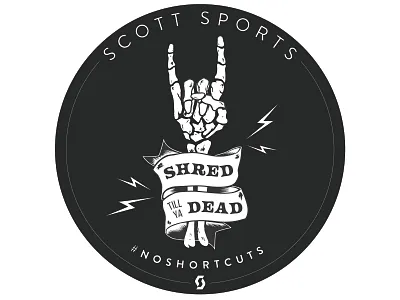 Shred Till Ya Dead Stickers devil horns illustration illustrator shred skeleton sticker