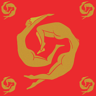 Acrobats album artwork design fancy female figure figure drawing gold red texture vector