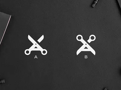 A + scissors barbershop logo a logo barber logo barbershop black and white clever logo minimalist logo scissors