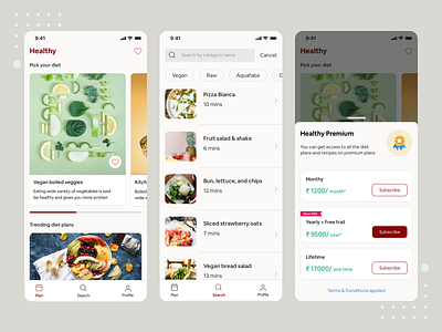 Diet planner concept bottomsheets branding branding design cards design diet food foodapp icons iosapp minimal mobile design mobileapp planner premium sketch subscription ui ux vegetable