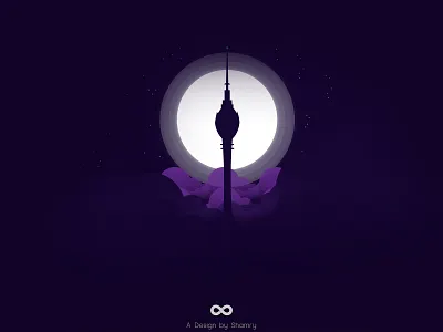 Sri Lanka - Lotus Tower adobe adobe illustrator clouds design identity illustration illustrator lotus lotustower love moon moonlight night power purple sketch sri srilanka tower vector