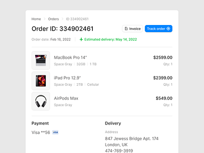 Order Info cart design system ecommerce figma order order info order page shop track track order tracking ui ui kit ux