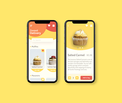 Sweet Delivery App aplication app art behance colors design dribble food iphone mobile product ui uidesign ux uxdesign webdesig