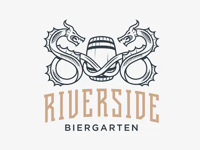 Bavarian Bar Logo barrel bavarian beer branding classy design dragon hand drawn illustration logo modern vector