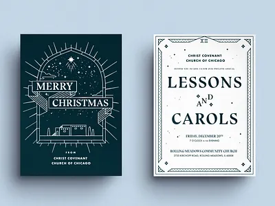 Lessons and Carols art banner blue border carols christian christmas church design holiday house illustration illustrator layout light monoweight star stationary typography window