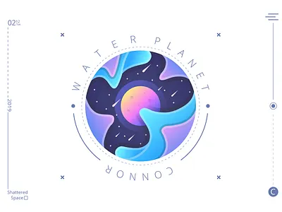 Water Planet Postcard planet postcard space universe vector water