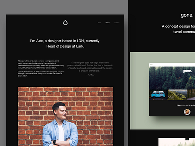 alex.mn — About about case clean contact dark design home landing minimalist page portfolio site study testimonial ui ux web website work