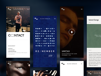 Ólafur Arnalds - Mobile artist music player responsive variable font website