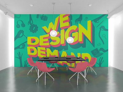 We Design Demand / Dec 2019 big type collaboration colorful community demand design demand digital surgeons doodles ds illustration illustration design illustrator mural pop art tagline teamwork type wall typography wall wall art