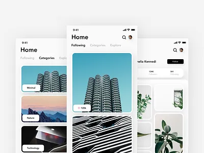 Minimal Photo sharing - Exploration app branding concept copenhagen design images minimal minimalist mobile app modern photo photo sharing photography picture share ui ui design user interface ux