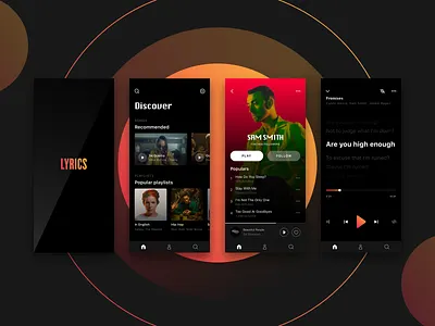 Music App Concept app black concept design gradient modern music ui