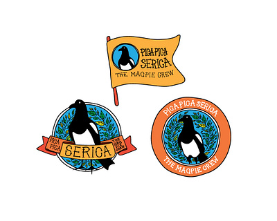 Picapica serica Crew logo badge crew logo magpie picapica serica