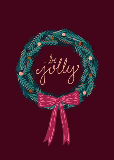 Be Jolly christmas wreath hand lettering illustration lettering wreath