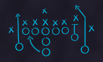 Gameplan b2b business chalkboard football gameplan